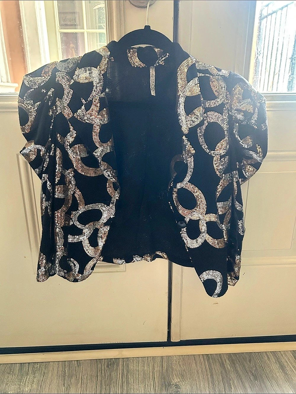 Black & Gold Patterned Bomber Blazer